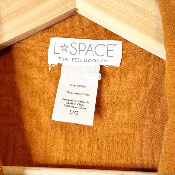 L*Space Gauze Coverup Mika Romper in Amber Tan Size Large - Picture 4 of 7